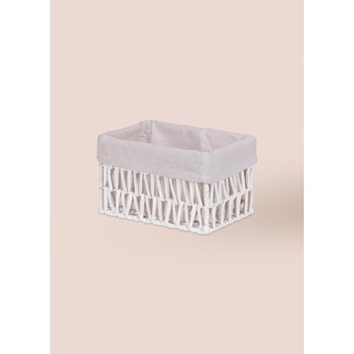 The Mia Cesta Hasır Organizer Sepet Beyaz 22x14x13 Cm