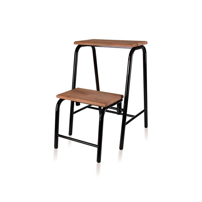 The Mia Ahşap 2 Basamaklı Tabure Merdiven Siyah