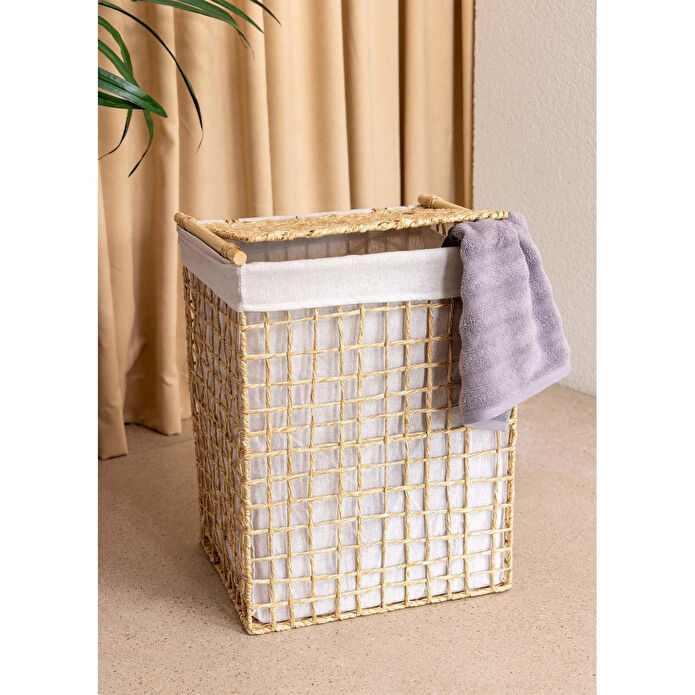 The Mia Braid Hasır Çamaşır Sepeti Naturel 43x35x56 Cm