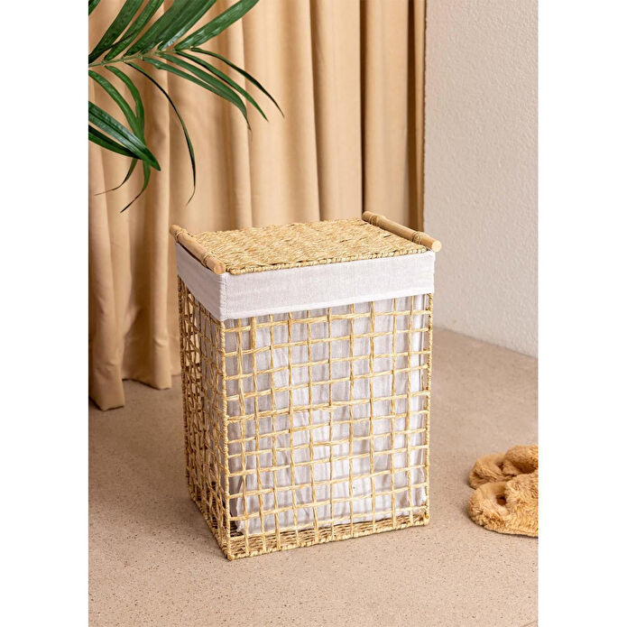 The Mia Braid Hasır Çamaşır Sepeti Naturel 38x30x51 Cm