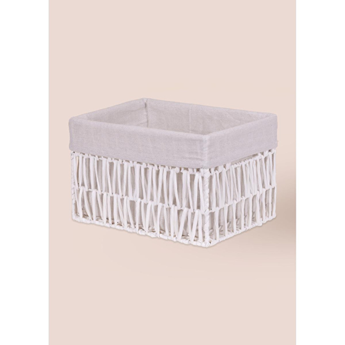 The Mia Cesta Hasır Organizer Sepet Beyaz 30x22x19 Cm