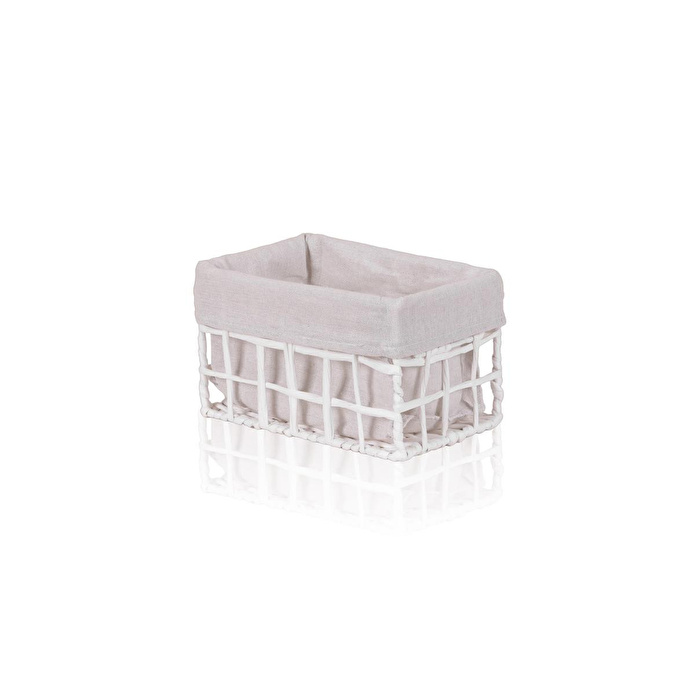 The Mia Braid Hasır Organizer Sepet Beyaz 22x14x13 Cm
