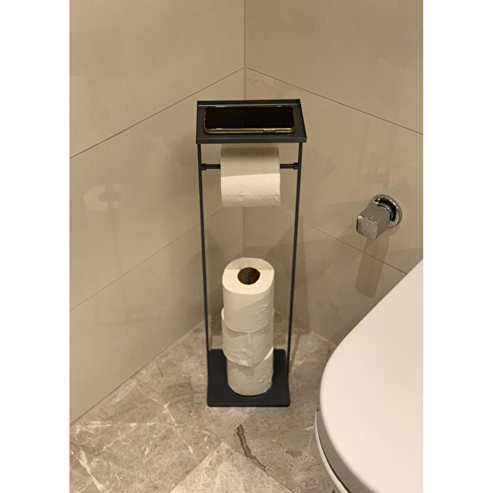 The Mia Tepsili Tuvalet Kağıdı Stand Siyah 54x15x12 Cm