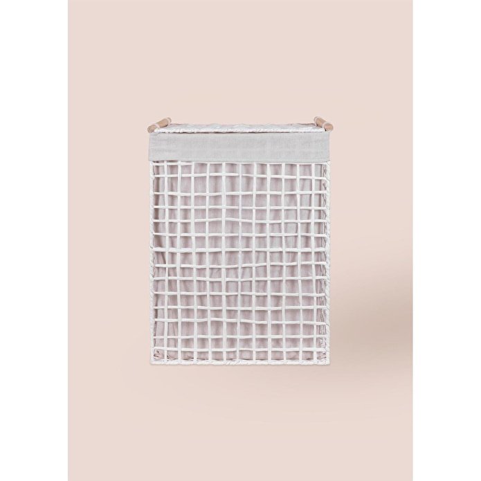 The Mia Braid Hasır Çamaşır Sepeti Beyaz 43x35x56 Cm