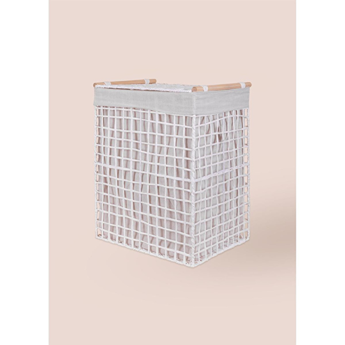 The Mia Braid Hasır Çamaşır Sepeti Beyaz 43x35x56 Cm