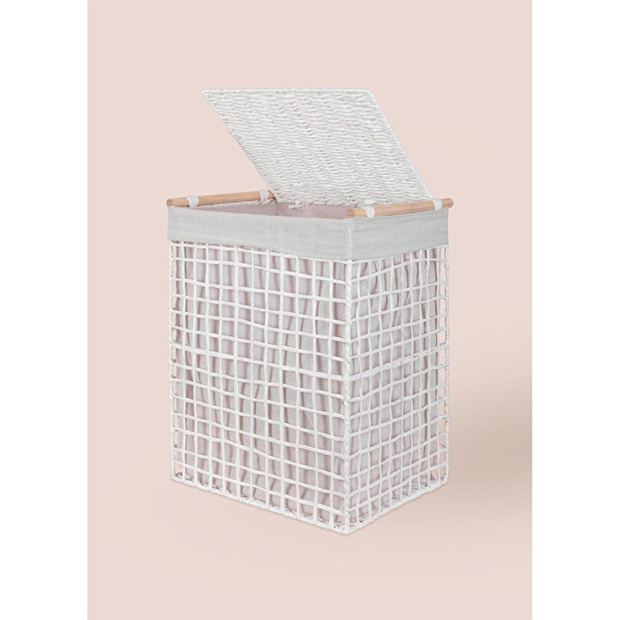 The Mia Braid Hasır Çamaşır Sepeti Beyaz 43x35x56 Cm