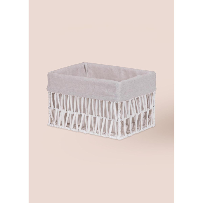 The Mia Cesta Hasır Organizer Sepet Beyaz 26x18x16 Cm