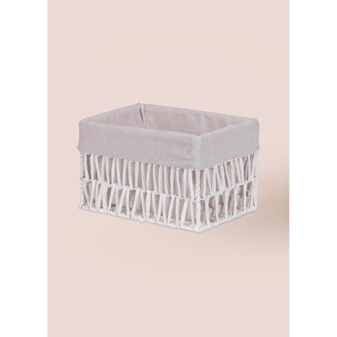 The Mia Cesta Hasır Organizer Sepet Beyaz 26x18x16 Cm