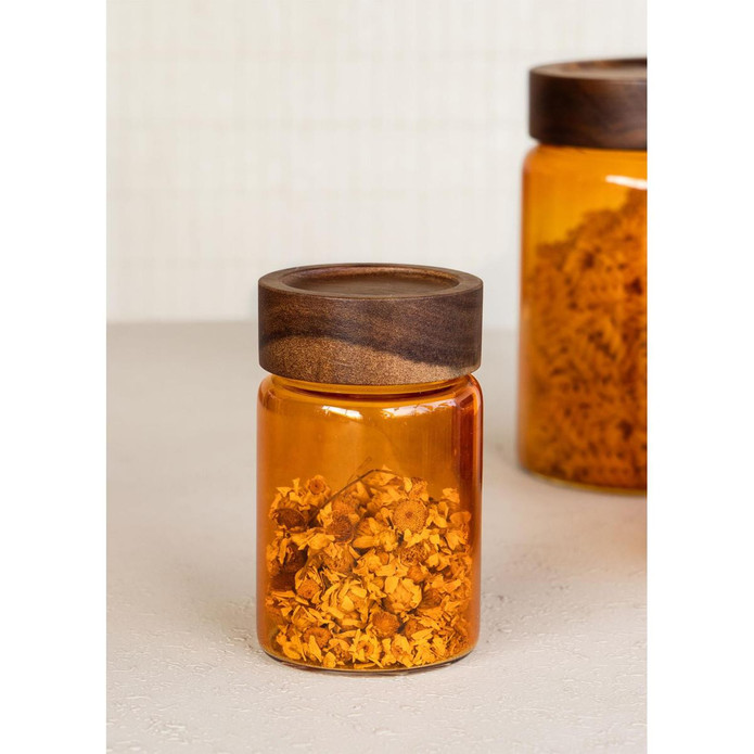 The Mia Akasya Yuvarlak Cam Kavanoz Seti Amber 6 Parça 250 Ml