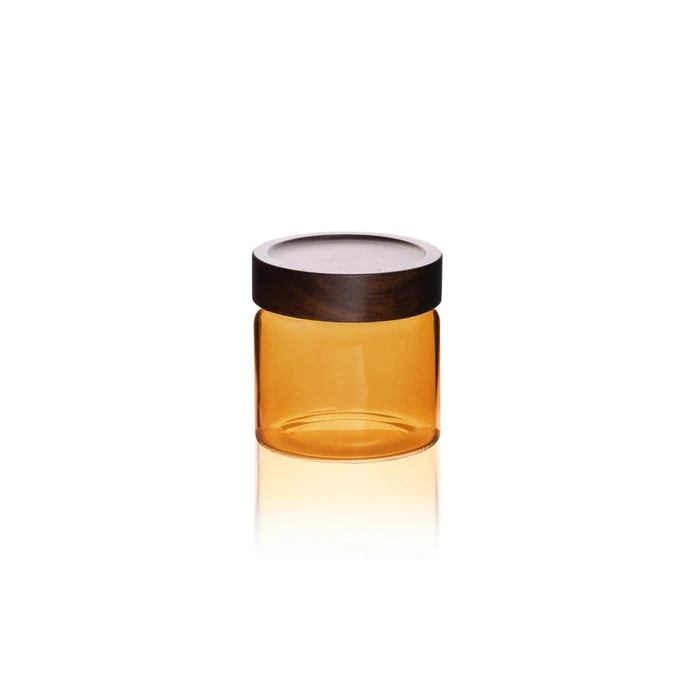 The Mia Akasya Yuvarlak Cam Kavanoz Amber 500 Ml