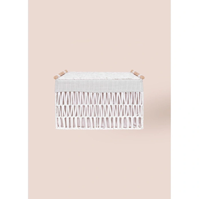 The Mia Cesta Hasır Organizer Sepet Beyaz 52x30x32 Cm