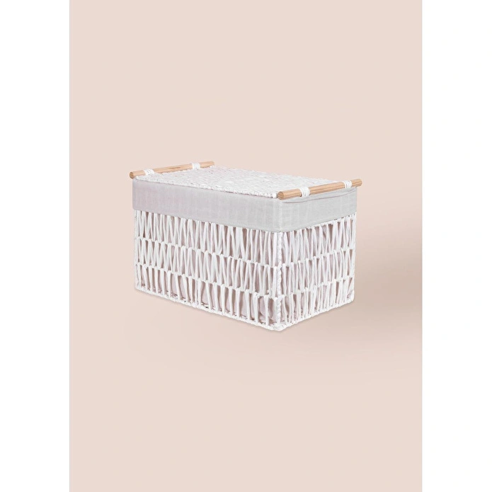 The Mia Cesta Hasır Organizer Sepet Beyaz 52x30x32 Cm
