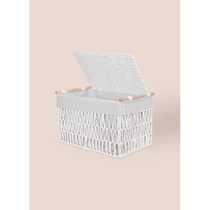 The Mia Cesta Hasır Organizer Sepet Beyaz 52x30x32 Cm