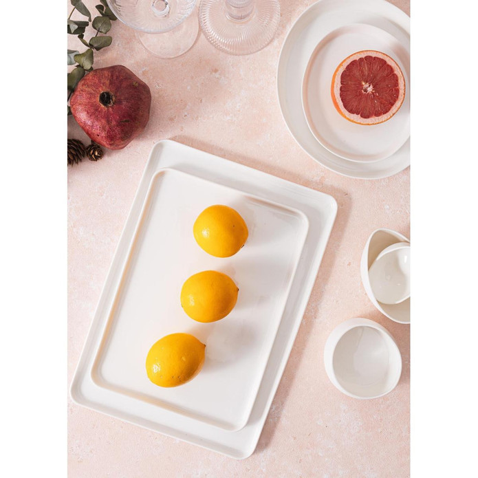 The Mia Cotta Limoges Servis Tabağı Beyaz 33x23 Cm