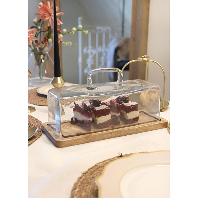 The Mia Madera Kek Saklama Fanusu 15x32x14 Cm