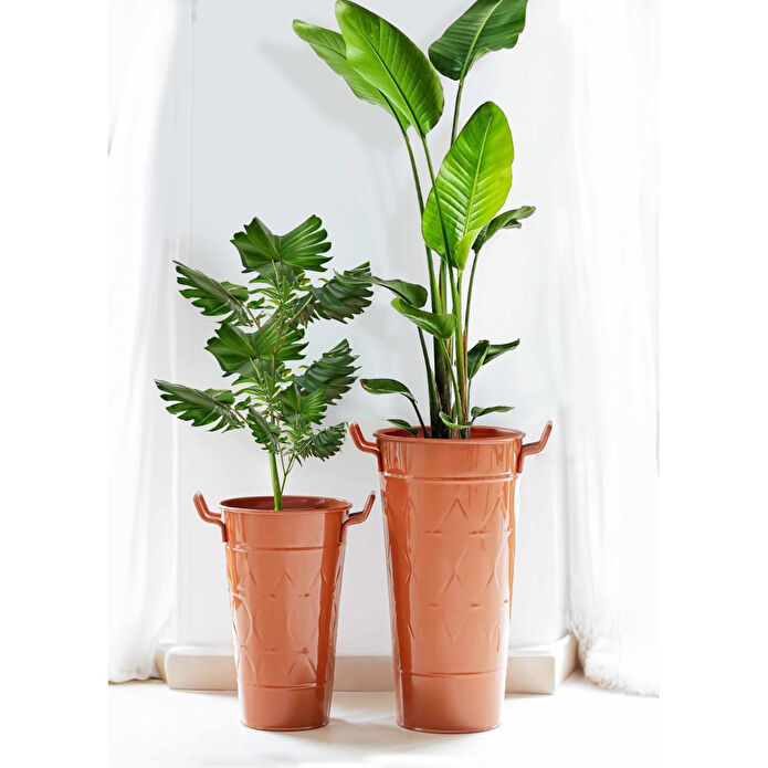 The Mia Prizma Vazo Saksı Terracota 50 Cm