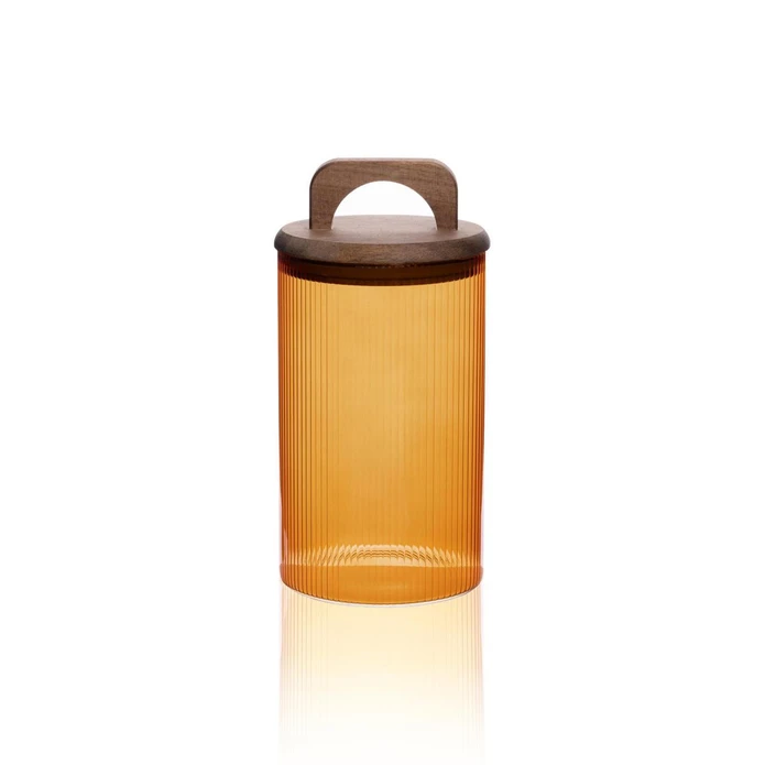 The Mia Akasya Kulplu Cam Kavanoz Amber 1000 Ml