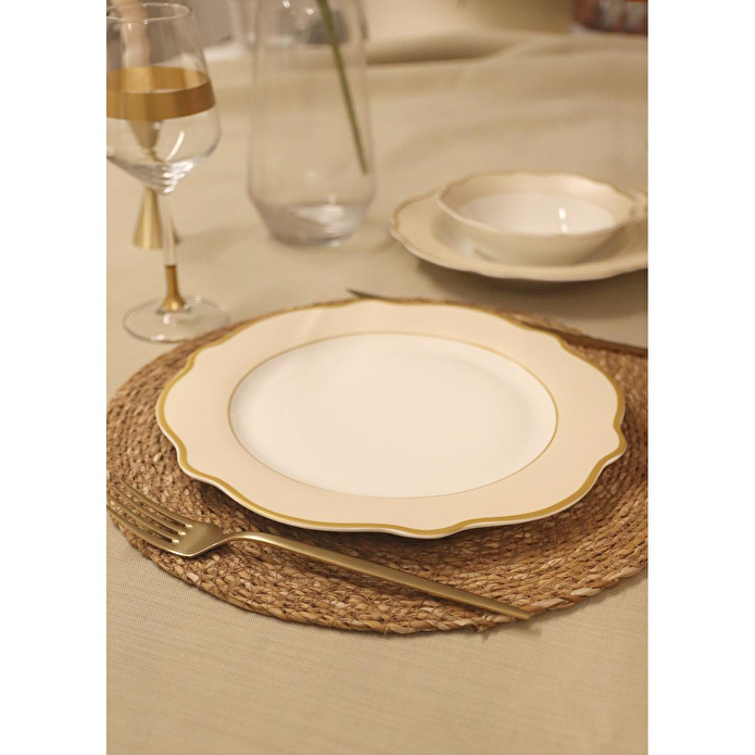 The Mia Jaswely Servis Tabağı 6 Parça Krem 27 Cm