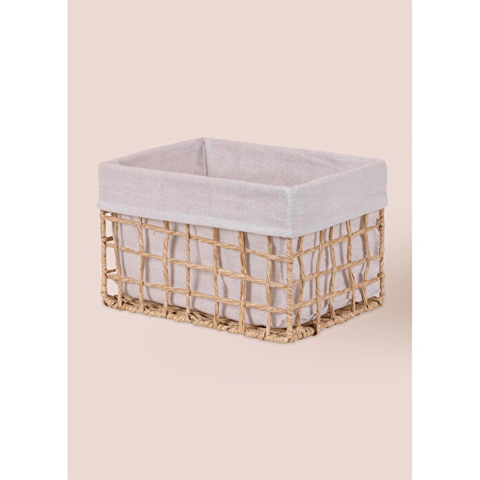 The Mia Braid Hasır Organizer Sepet Naturel 30x22x19 Cm