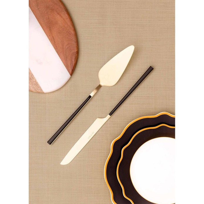 The Mia Bianco Pasta Servis Takımı Gold 2 Parça Ckb0252