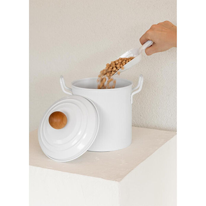 The Mia Stripe Bakliyat Ve Deterjan Saklama Kabı Beyaz