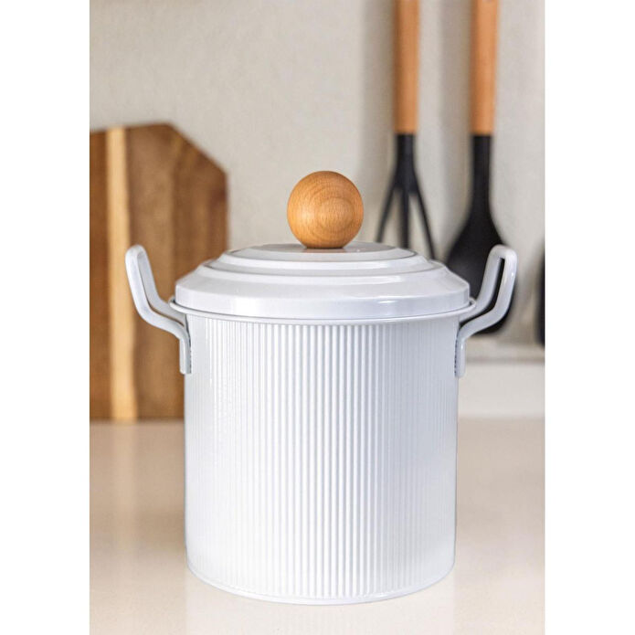 The Mia Stripe Bakliyat Ve Deterjan Saklama Kabı Beyaz