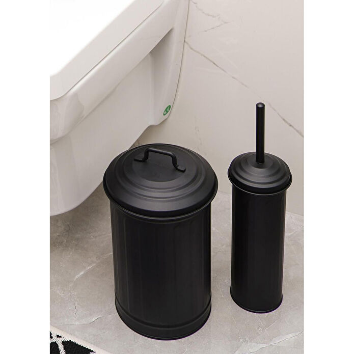 The Mia Çöp Kovası Tuvalet Fırçası Seti Siyah Mgl0059