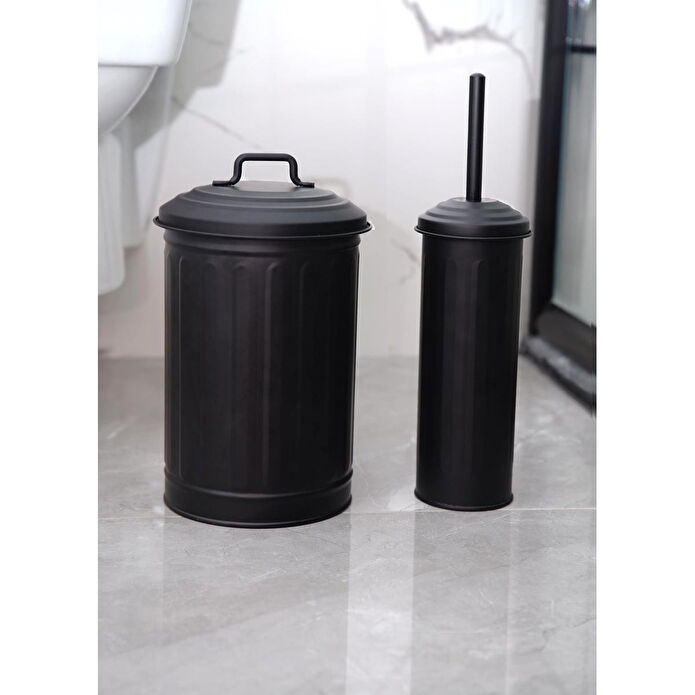 The Mia Çöp Kovası Tuvalet Fırçası Seti Siyah Mgl0059