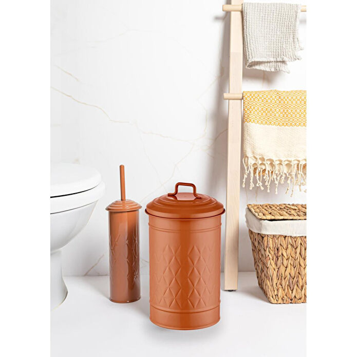 The Mia Prizma Çöp Kovası Tuvalet Fırçası Seti Terracota