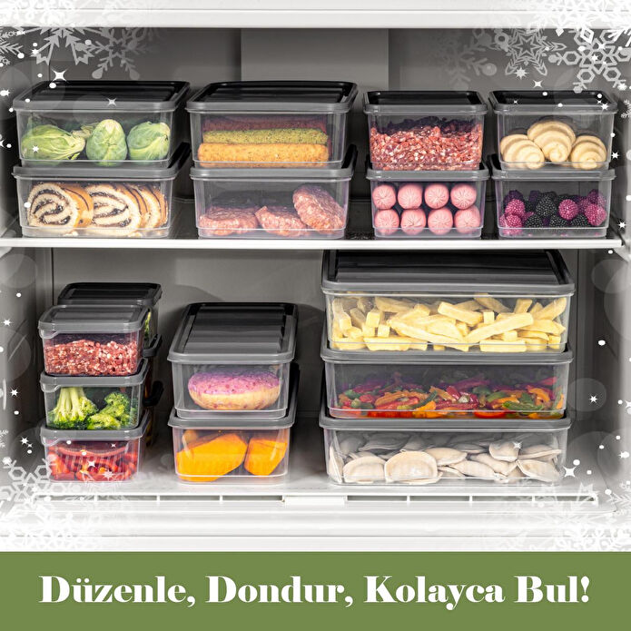 Vienev 10'lu Buzdolabı Düzenleyici Organizer Mikrodalgaya Uygun Difriz Saklama Kabı Gri