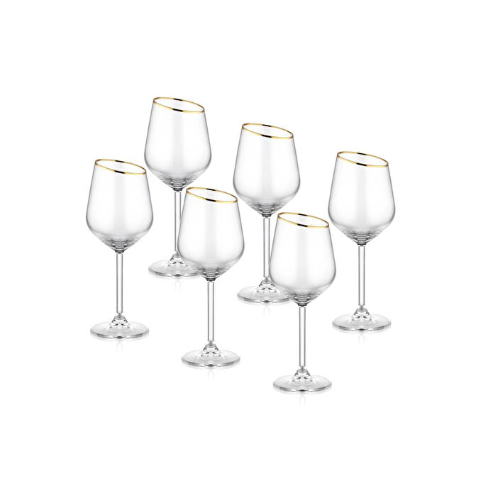 The Mia Gina Şarap Kadehi Gold 6lı Set