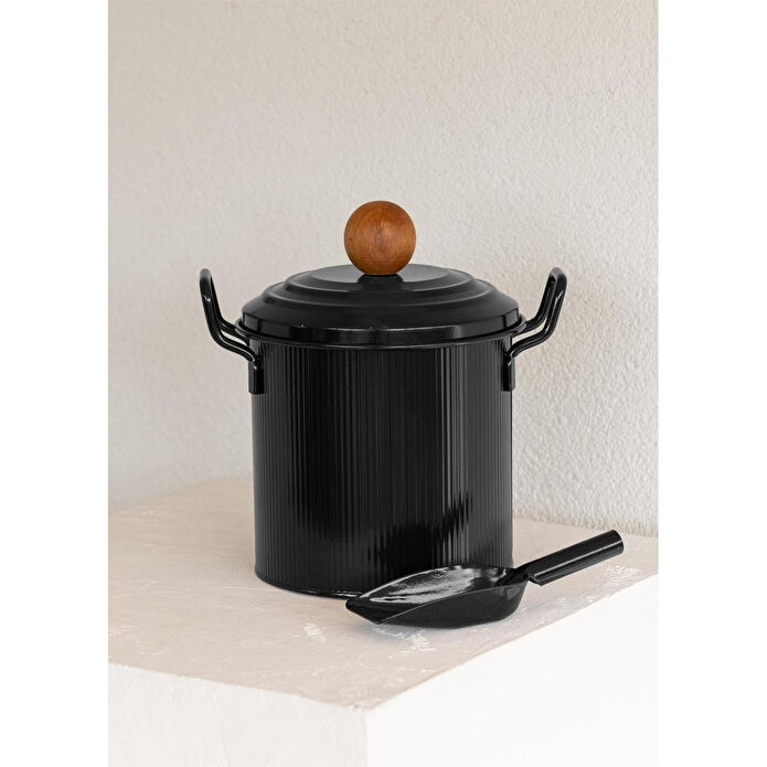 The Mia Stripe Bakliyat Ve Deterjan Saklama Kabı Siyah