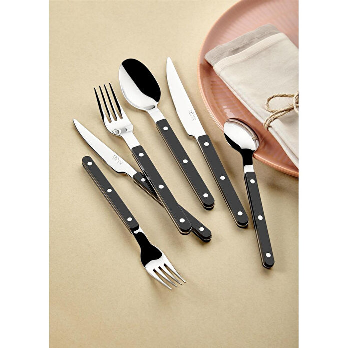 The Mia Comida Çatal Kaşık Bıçak Takımı Siyah 36 Parça