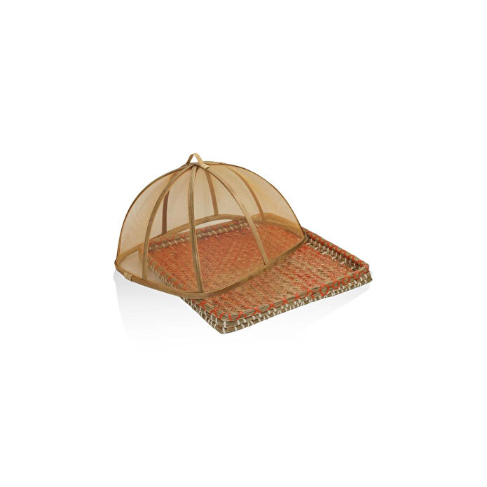 The Mia Transparan Bambu Hasır Tepsi 32x32x18 Cm