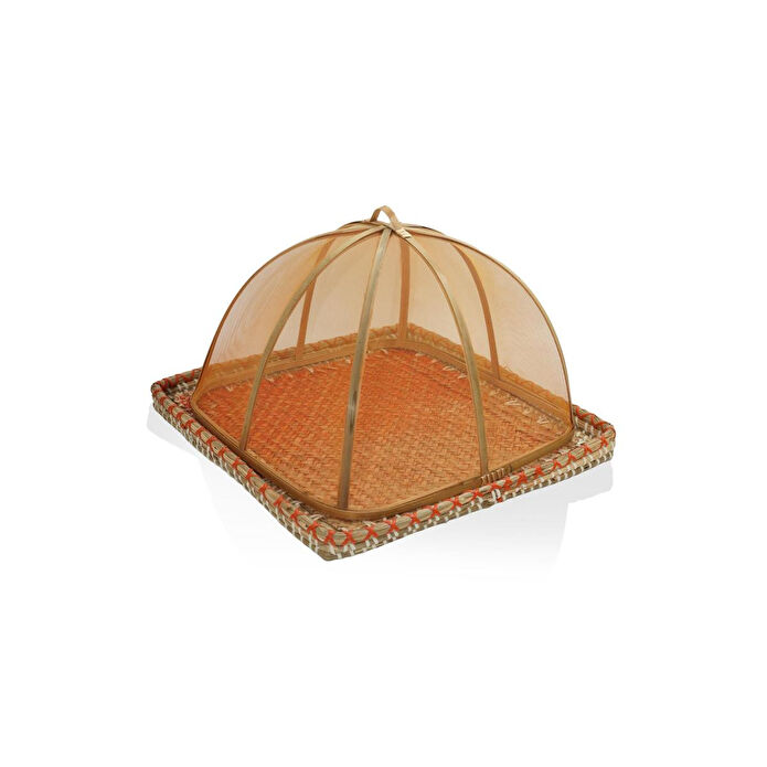 The Mia Transparan Bambu Hasır Tepsi 38x38x24 Cm