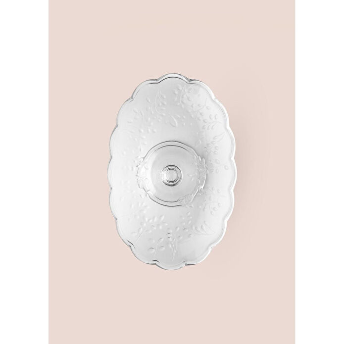 The Mia Ayaklı Cam Sunum Tabağı Oval 31x20x12 Cm Cam0498