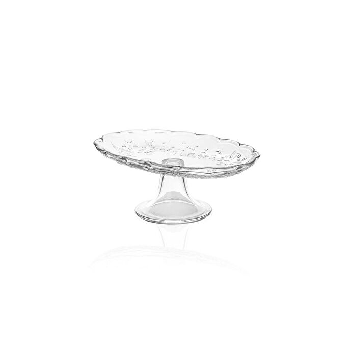 The Mia Ayaklı Cam Sunum Tabağı Oval 31x20x12 Cm Cam0498