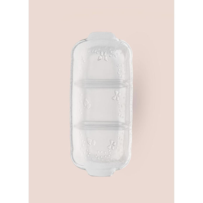 The Mia Bölmeli Servis Sunum Tabağı 30x13x4 Cm Cam0501