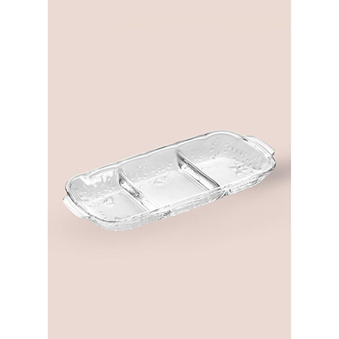 The Mia Bölmeli Servis Sunum Tabağı 30x13x4 Cm Cam0501