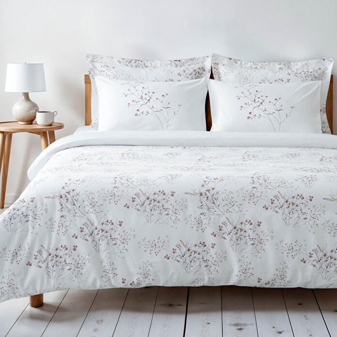 Green Black Lavena Çift Kişilik Nevresim Takımı %100 Pamuk 210 Tc 83 Tel Saten Digital Baskılı Krem-kahve