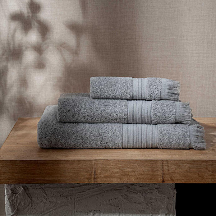 Green Black Aya 3'lü Havlu Seti Gri