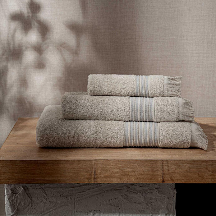 Green Black Aya 3'lü Havlu Seti Bej