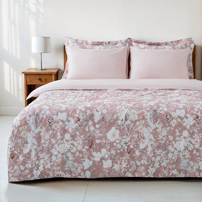 Green Black Rosalya Çift Kişilik Nevresim Takımı %100 Pamuk 210 Tc 83 Tel Saten Digital Baskılı Pudra