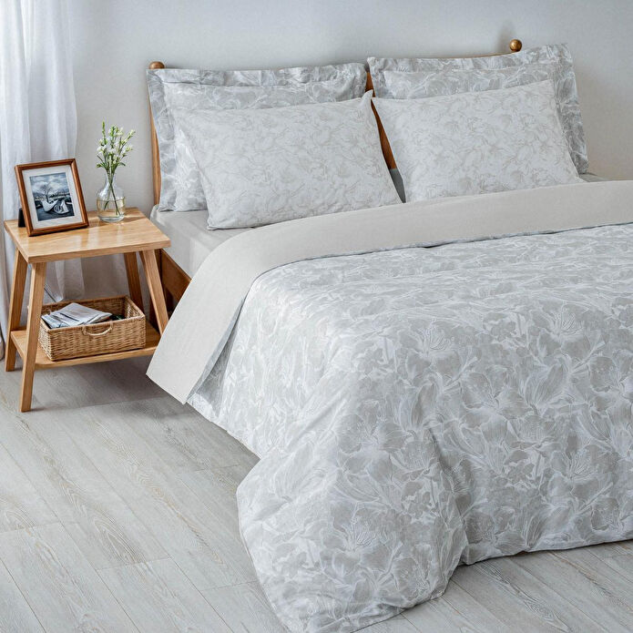 Green Black Fiorina Çift Kişilik Nevresim Takımı %100 Pamuk 210 Tc 83 Tel Saten Digital Baskılı Bej