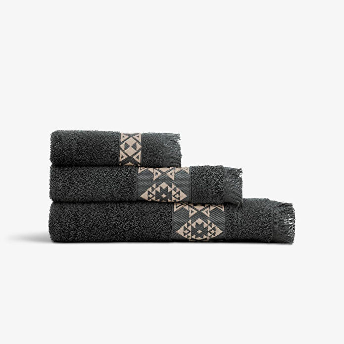 Green Black Hereke 3'lü Havlu Seti Antrasit