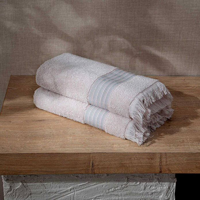 Green Black Aya 2'li Yüz Havlusu Seti Pudra