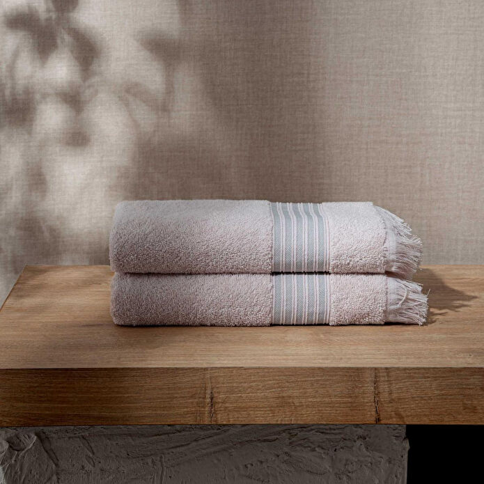 Green Black Aya 2'li Yüz Havlusu Seti Pudra