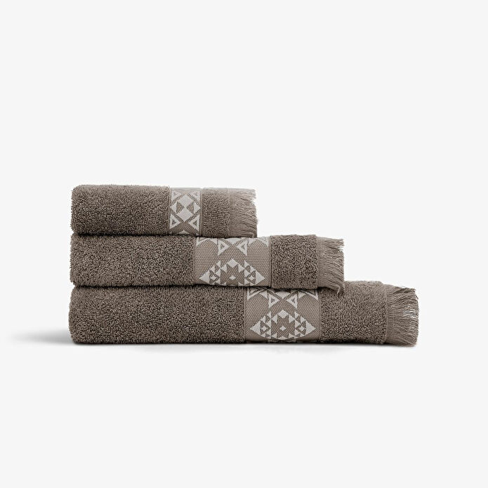 Green Black Hereke 3'lü Havlu Seti Koyu Bej