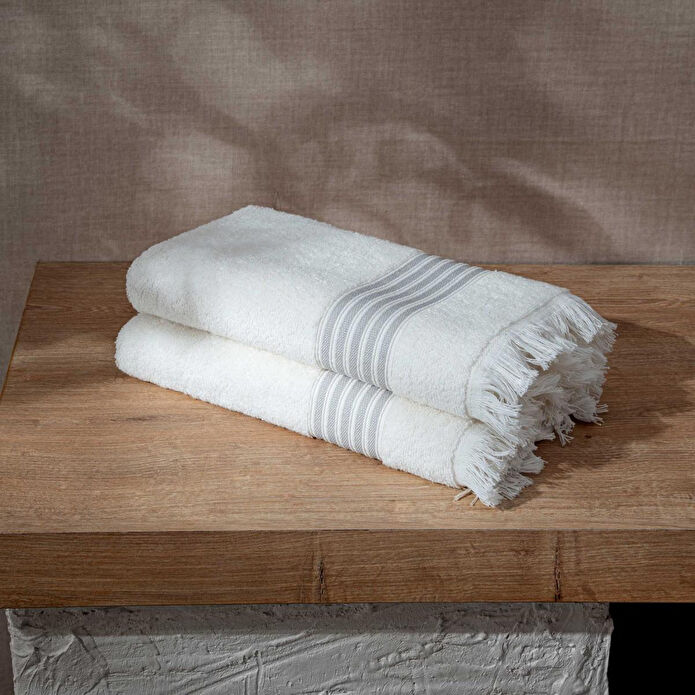 Green Black Aya 2'li Yüz Havlusu Seti Krem