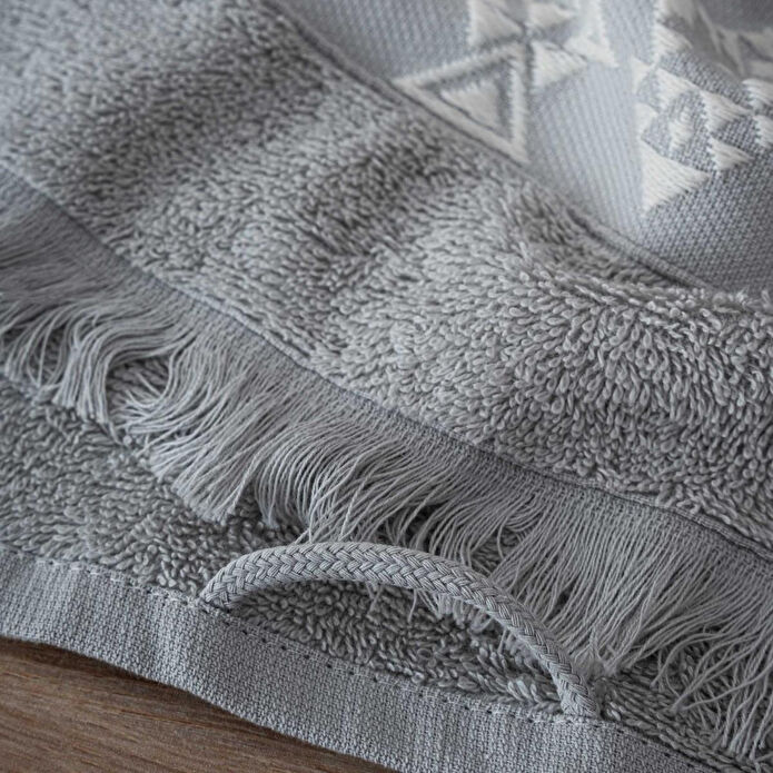 Green Black Hereke 3'lü Havlu Seti Gri